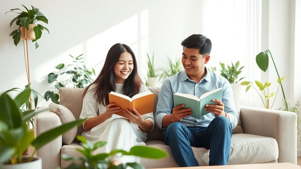 Pasangan muda menikmati kebebasan finansial dengan gaya hidup slow living..