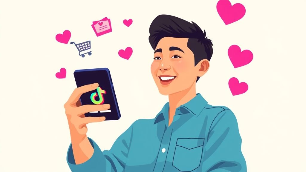 Seorang pemilik UMKM menerapkan strategi pemasaran digital UMKM yang sukses di TikTok..